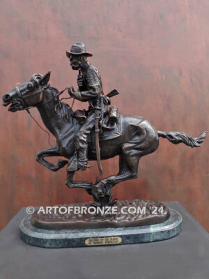 Trooper of the Plains bronze statue cavalry rider on galloping horse after Frederic Remington