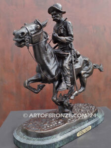 Trooper of the Plains bronze statue cavalry rider on galloping horse after Frederic Remington