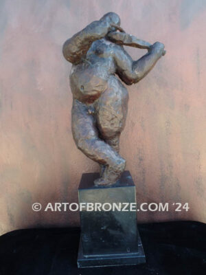 Virtuoso Violin-nude male standing and playing the violine bronze sculpture