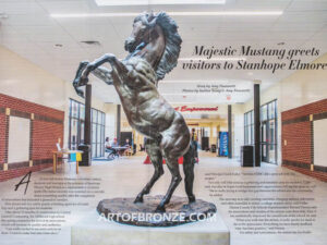 Wild Country sculpture of reared horse with forelegs off the ground and hind legs attached bronze base