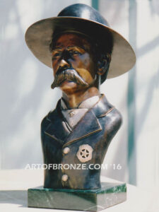 Wyatt Earp bronze bust statue of legendary lawman from gunfight O.K. Corral