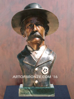 Wyatt Earp bronze bust statue of legendary lawman from gunfight O.K. Corral