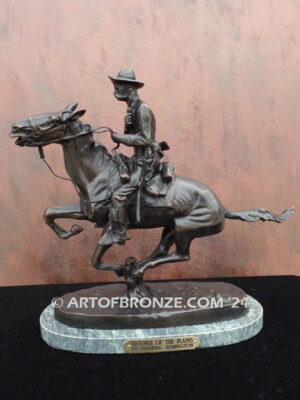 Trooper of the Plains bronze statue cavalry rider on galloping horse after Frederic Remington