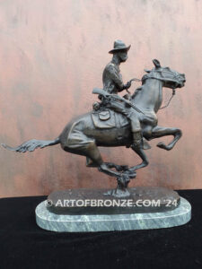 Trooper of the Plains bronze statue cavalry rider on galloping horse after Frederic Remington