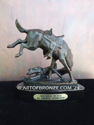 Wicked Pony bronze statue cowboy rider thrown off horse after Frederic Remington