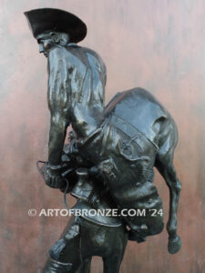 Outlaw bronze sculpture cowboy on bucking horse after Frederic Remington