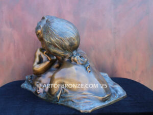 Big Sister nouveau style bronze bust sculpture of big sister and brother after Henri Pernot