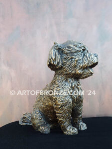 Maltipoo custom sculpted small size mixed dog bronze sculpture artwork