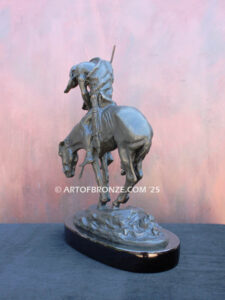 The End of the Trail bronze sculpture after James Earle Fraser featuring Indian on horse