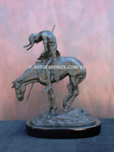 The End of the Trail bronze sculpture after James Earle Fraser featuring Indian on horse