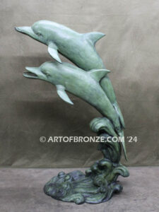 Sea Prancer Duet marine art bronze sculpture flipper dolphin monument