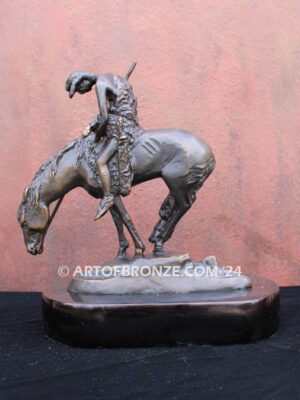 The End of the Trail bronze sculpture after James Earle Fraser featuring Indian on horse