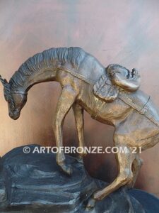 Tough Crossing bronze statue cowboy riding horseback western artwork