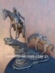 Tough Crossing bronze statue cowboy riding horseback western artwork
