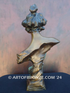 Cala nouveau style bronze bust sculpture of female with Calla Lilly flowers