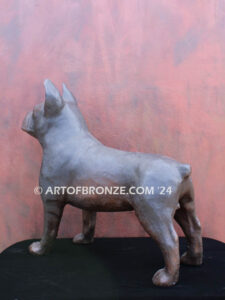 Frenchton gallery quality custom bronze statue of standing dog