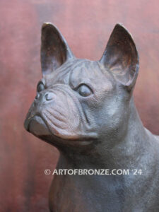 Frenchton gallery quality custom bronze statue of standing dog