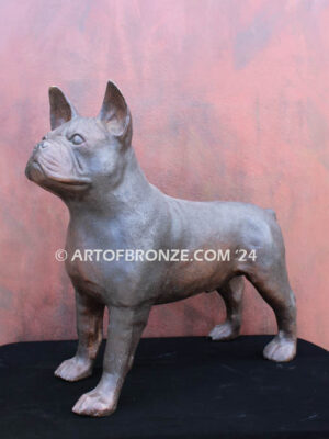 Frenchton gallery quality custom bronze statue of standing dog