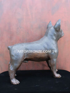 Frenchton gallery quality custom bronze statue of standing dog