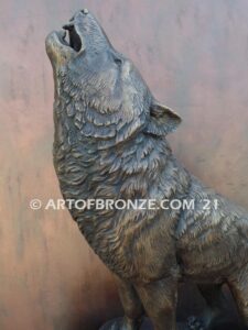 Howling Wolf indoor north American wildlife bronze sculpture artwork