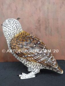 Northern Visitor lost wax bronze statue casting of poised owl