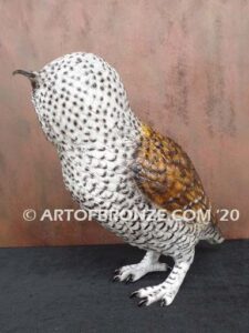 Northern Visitor lost wax bronze statue casting of poised owl