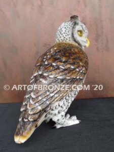 Northern Visitor lost wax bronze statue casting of poised owl