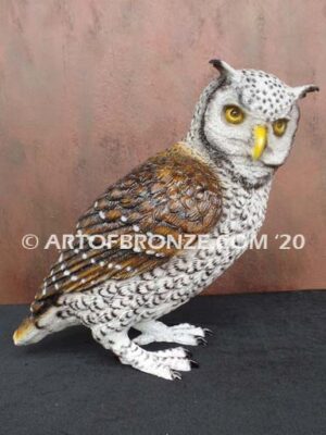 Northern Visitor lost wax bronze statue casting of poised owl