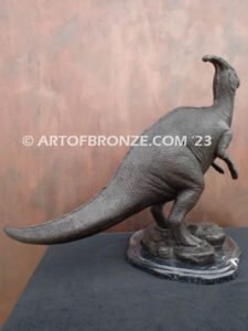 Parasaurolophus dinosaur bronze statue for indoor home or office display