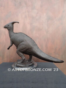 Parasaurolophus dinosaur bronze statue for indoor home or office display