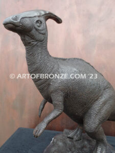 Parasaurolophus dinosaur bronze statue for indoor home or office display