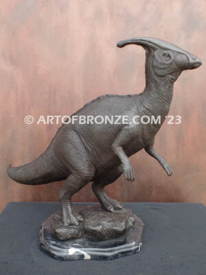 Parasaurolophus dinosaur bronze statue for indoor home or office display