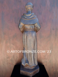 Saint Francis holding dove and giving blessing bronze statue