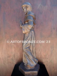 Saint Francis holding dove and giving blessing bronze statue