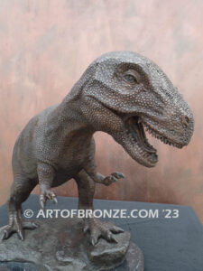 T-rex, tyrannosaurus dinosaur bronze statue for indoor home or office display