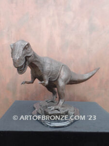 T-rex, tyrannosaurus dinosaur bronze statue for indoor home or office display