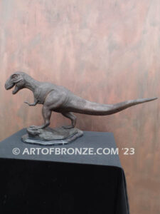 T-rex, tyrannosaurus dinosaur bronze statue for indoor home or office display