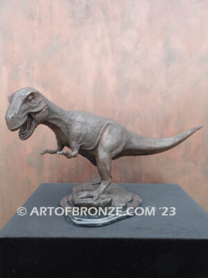 T-rex, tyrannosaurus dinosaur bronze statue for indoor home or office display