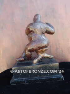 Virtuoso Flute nude male standing and playing the flute bronze sculpture