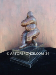 Virtuoso Flute nude male standing and playing the flute bronze sculpture