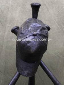 Diamond Legacy bronze sculpture for baseball fans of glove, ball, hat and bats