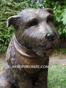 Bosco custom sculpted medium size mixed-breed dog bronze sculpture artwork