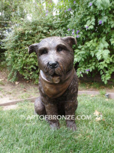 Bosco custom sculpted medium size mixed-breed dog bronze sculpture artwork