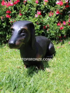 Dachshund gallery quality custom bronze sculpted statue of beloved weiner dog