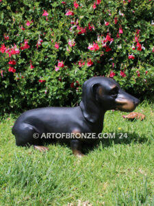 Dachshund gallery quality custom bronze sculpted statue of beloved weiner dog