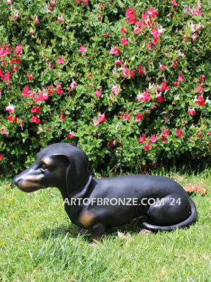 Dachshund gallery quality custom bronze sculpted statue of beloved weiner dog