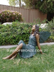 Fairyland bronze statue of two graceful fairies for outdoor or indoor display