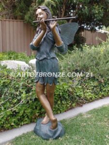 Fairyland bronze statue of two graceful fairies for outdoor or indoor display