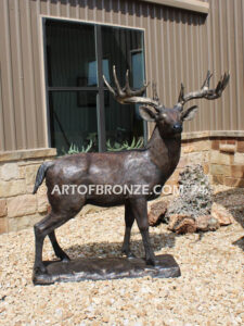 Forest Spirit Buck Horn Ranch high-quality bronze cast outdoor buck and doe monumental deer statues