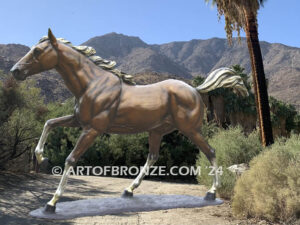 Galloping Grace bronze statue of galloping thoroughbred horse for ranch or equestrian center